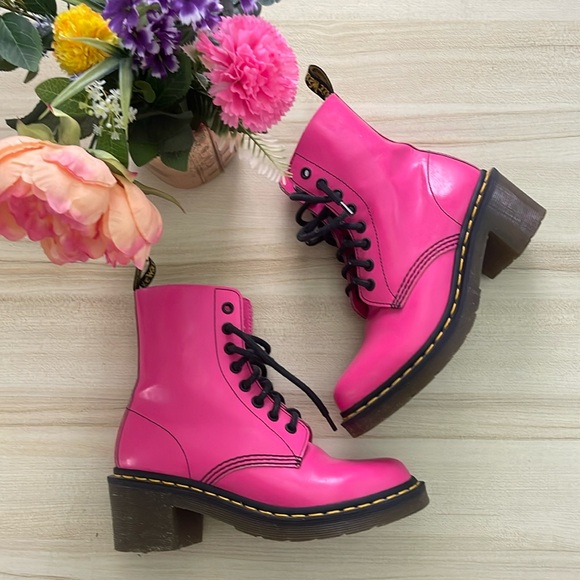 Dr. Martens Shoes - Rare Dr. Martens clemency pink patent heeled boots
